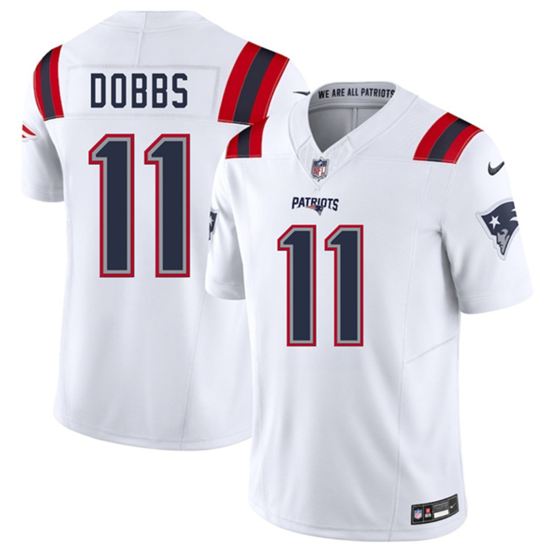 Men's New England Patriots 11 Joshua Dobbs White 2025 F.U.S.E. Vapor Limited Football Stitched Jersey