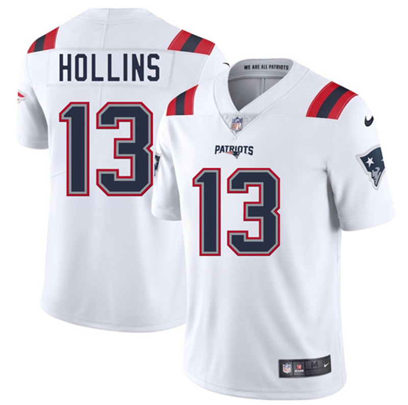 Men's New England Patriots 13 Mack Hollins White 2025 Vapor Limited Football Stitched Jersey
