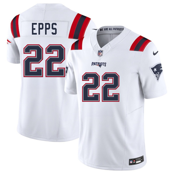 Men's New England Patriots 22 Marcus Epps White 2025 F.U.S.E. Vapor Limited Football Stitched Jersey