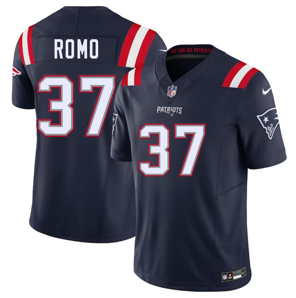 Men's New England Patriots 37 Parker Romo Navy 2025 F.U.S.E. Vapor Limited Football Stitched Jersey