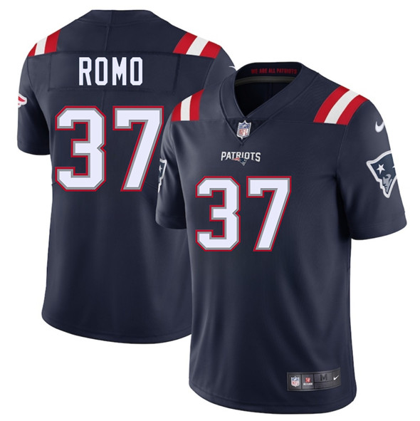 Men's New England Patriots 37 Parker Romo Navy 2025 Vapor Limited Football Stitched Jersey