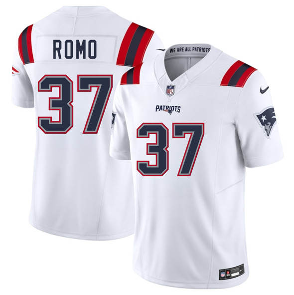 Men's New England Patriots 37 Parker Romo White 2025 F.U.S.E. Vapor Limited Football Stitched Jersey