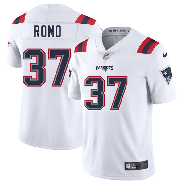 Men's New England Patriots 37 Parker Romo White 2025 Vapor Limited Football Stitched Jersey