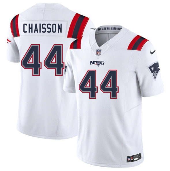 Men's New England Patriots 44 K'Lavon Chaisson White 2025 F.U.S.E. Vapor Limited Football Stitched Jersey