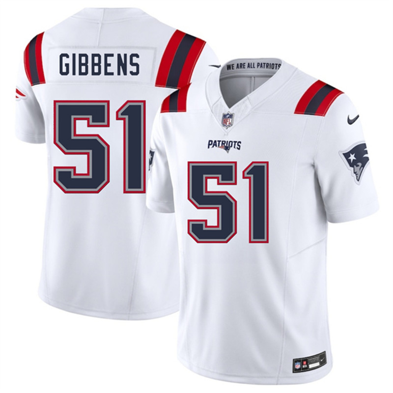 Men's New England Patriots 51 Jack Gibbens White 2025 F.U.S.E. Vapor Limited Football Stitched Jersey