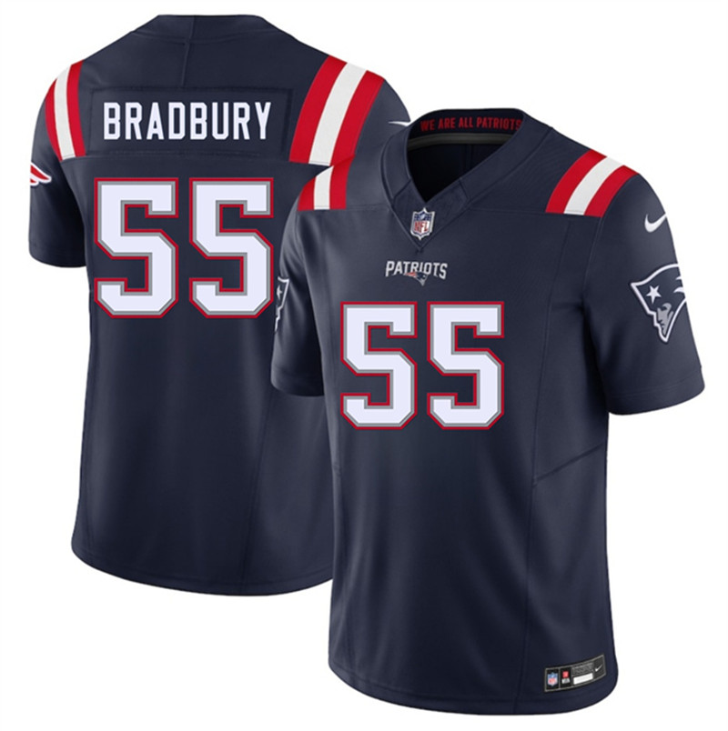 Men's New England Patriots 55 Garrett Bradbury Navy 2025 F.U.S.E. Vapor Limited Football Stitched Jersey
