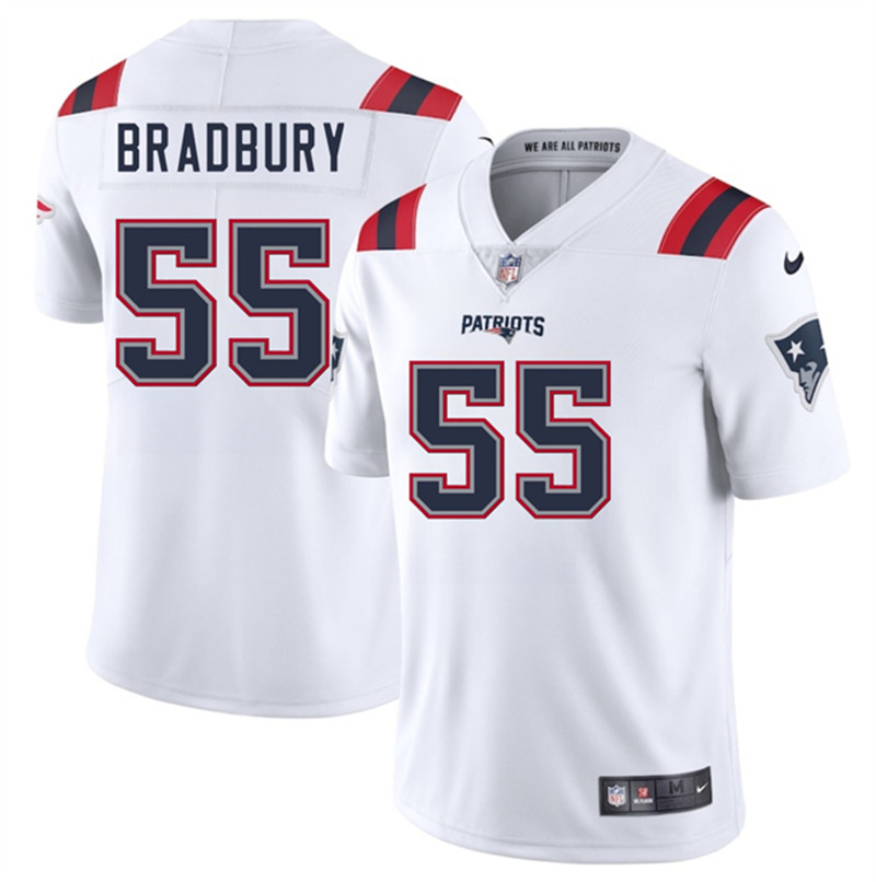 Men's New England Patriots 55 Garrett Bradbury White 2025 Vapor Limited Football Stitched Jersey