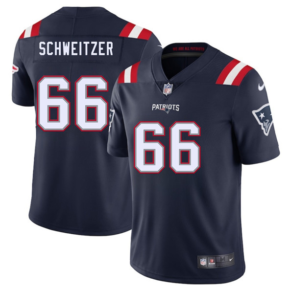 Men's New England Patriots 66 Wes Schweitzer Navy 2025 Vapor Limited Football Stitched Jersey
