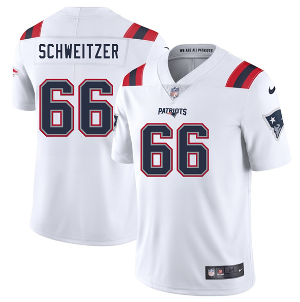 Men's New England Patriots 66 Wes Schweitzer White 2025 Vapor Limited Football Stitched Jersey