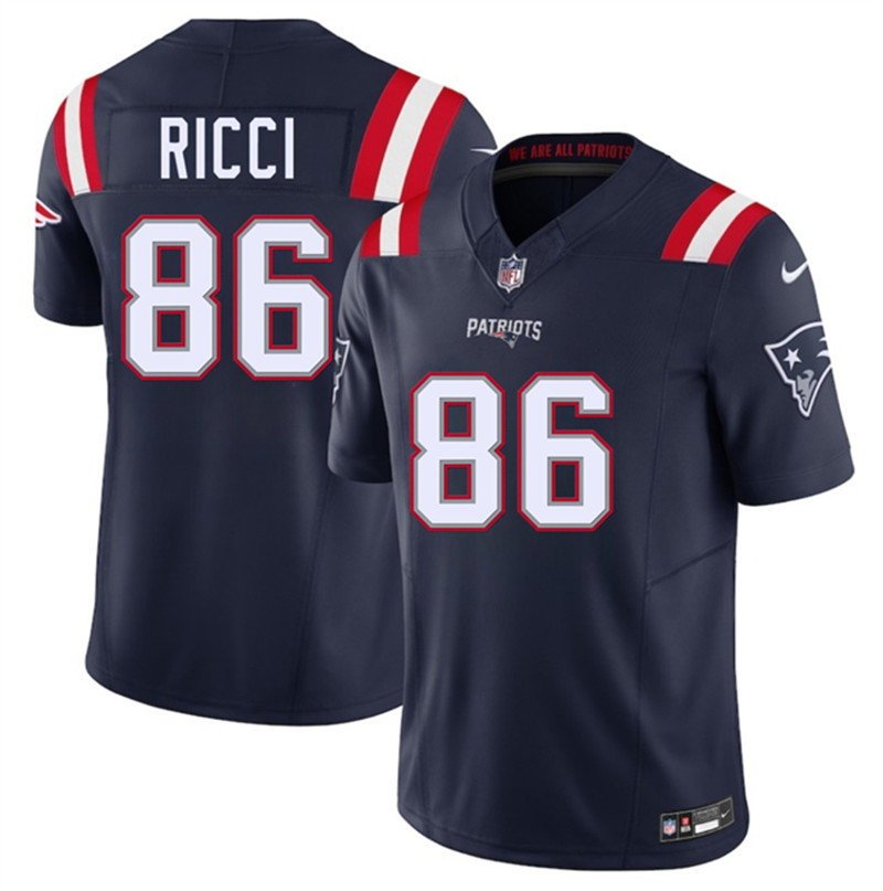 Men's New England Patriots 86 Giovanni Ricci Navy 2025 F.U.S.E. Vapor Limited Football Stitched Jersey
