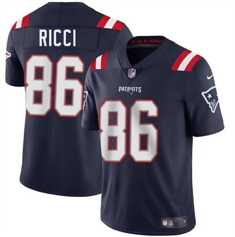 Men's New England Patriots 86 Giovanni Ricci Navy 2025 Vapor Limited Football Stitched Jersey