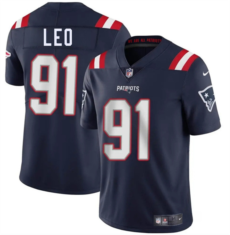 Men's New England Patriots 91 Titus Leo Navy 2025 Vapor Limited Football Stitched Jersey