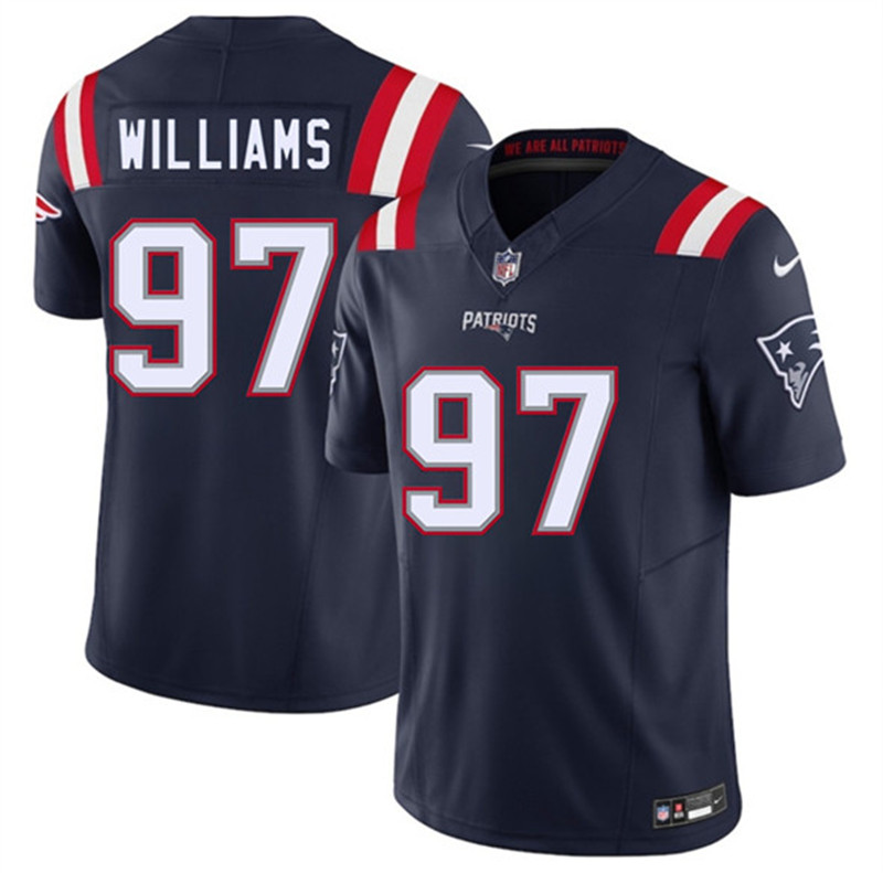Men's New England Patriots 97 Milton Williams Navy 2025 F.U.S.E. Vapor Limited Football Stitched Jersey