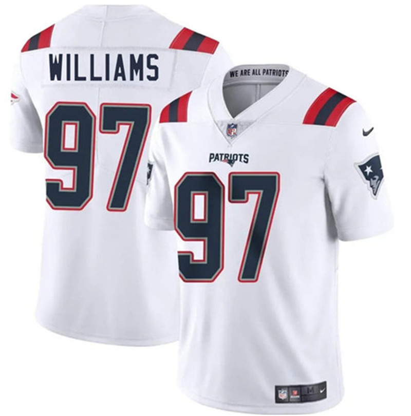 Men's New England Patriots 97 Milton Williams White 2025 Vapor Limited Football Stitched Jersey