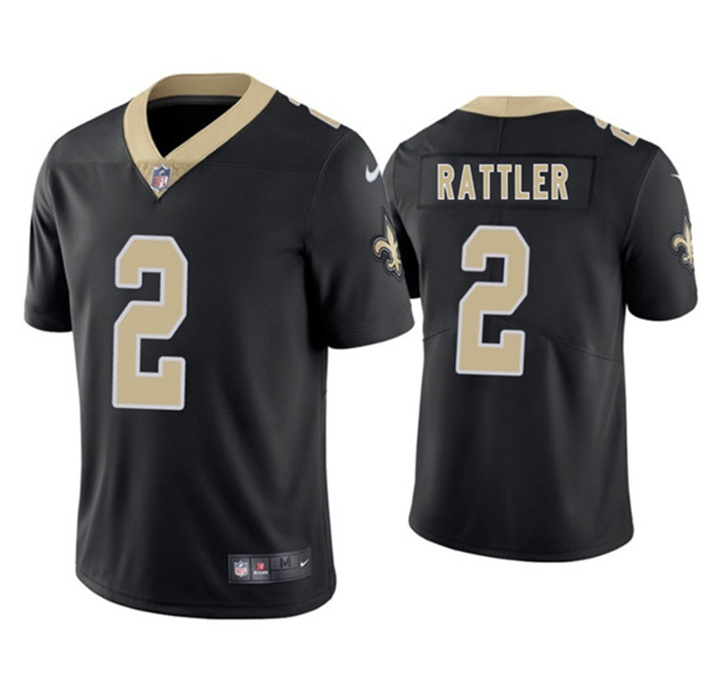 Men's New Orleans Saints 2 Spencer Rattler Black 2025 Vapor Limited Football Stitched Jersey