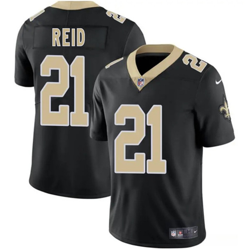 Men's New Orleans Saints 21 Justin Reid Black 2025 Vapor Limited Football Stitched Jersey