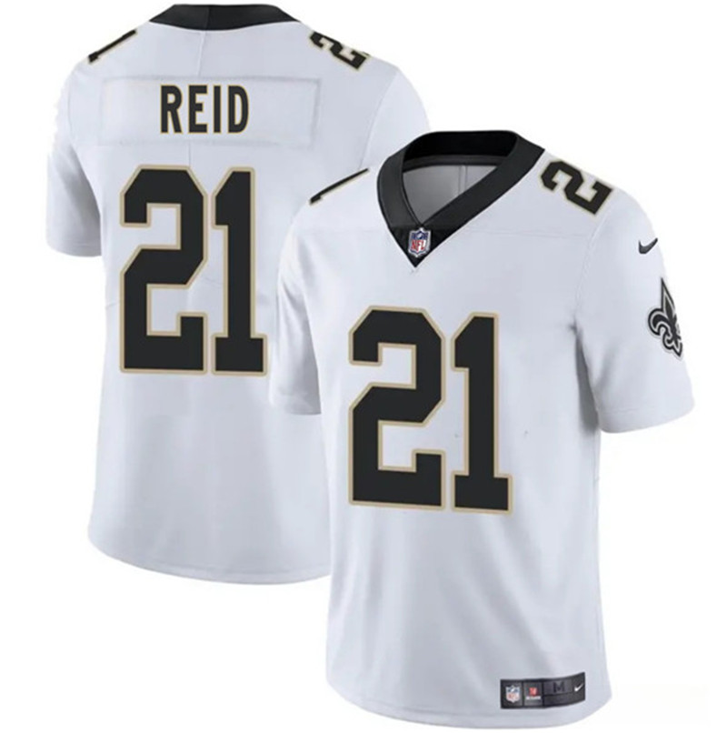 Men's New Orleans Saints 21 Justin Reid White 2025 Vapor Limited Football Stitched Jersey