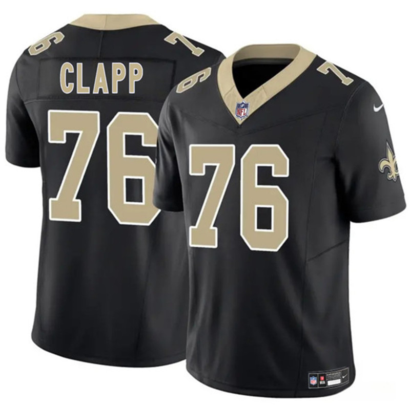 Men's New Orleans Saints 76 Will Clapp Black 2025 F.U.S.E. Vapor Limited Football Stitched Jersey