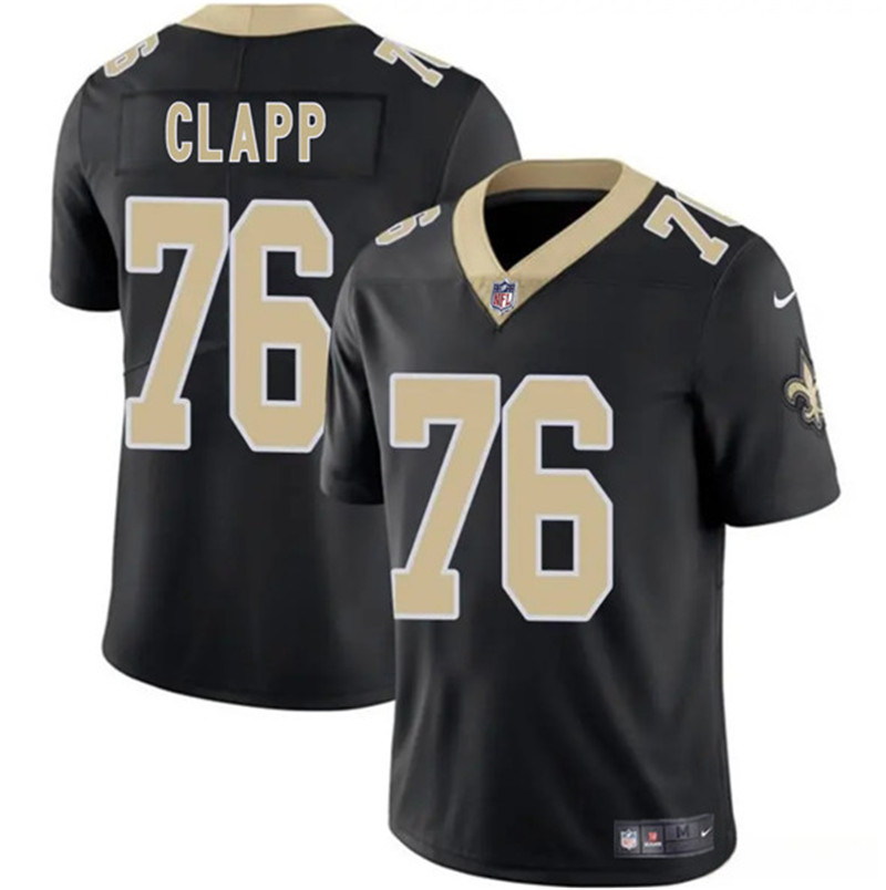 Men's New Orleans Saints 76 Will Clapp Black 2025 Vapor Limited Football Stitched Jersey