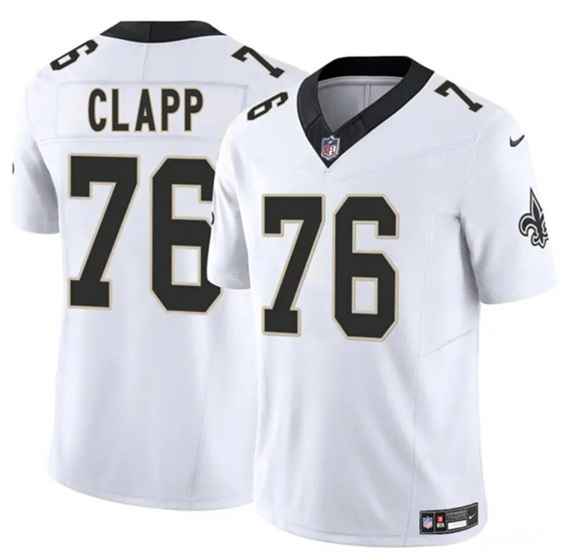 Men's New Orleans Saints 76 Will Clapp White 2025 F.U.S.E. Vapor Limited Football Stitched Jersey