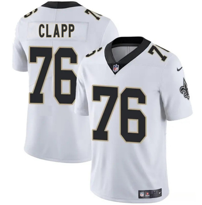 Men's New Orleans Saints 76 Will Clapp White 2025 Vapor Limited Football Stitched Jersey
