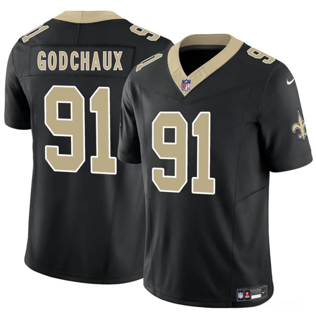 Men's New Orleans Saints 91 Davon Godchaux Black F.U.S.E. Vapor Limited Football Stitched Jersey