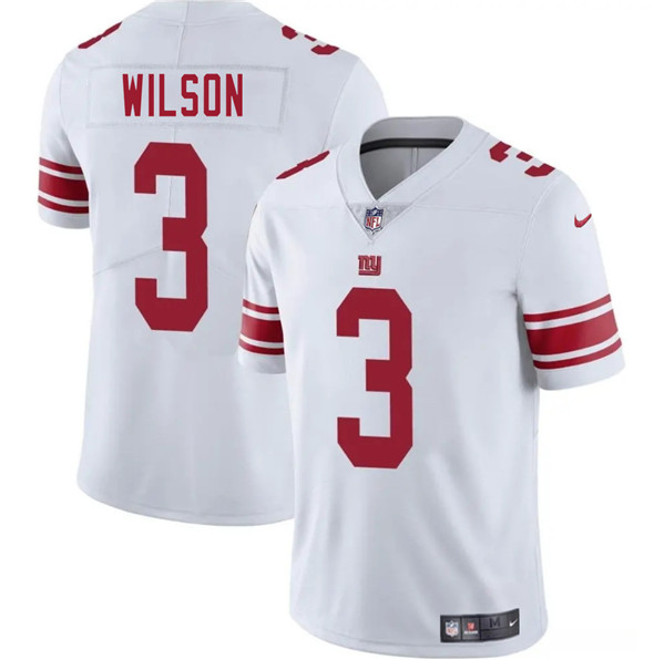 Men's New York Giants 3 Russell Wilson White 2025 Vapor Untouchable Limited Football Stitched Jersey
