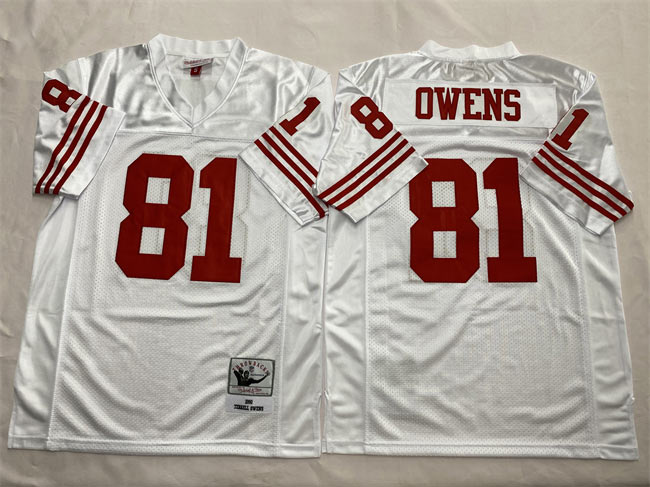 Men's New York Giants 81 Terrell Owens White Throwback Stitched Football Jersey