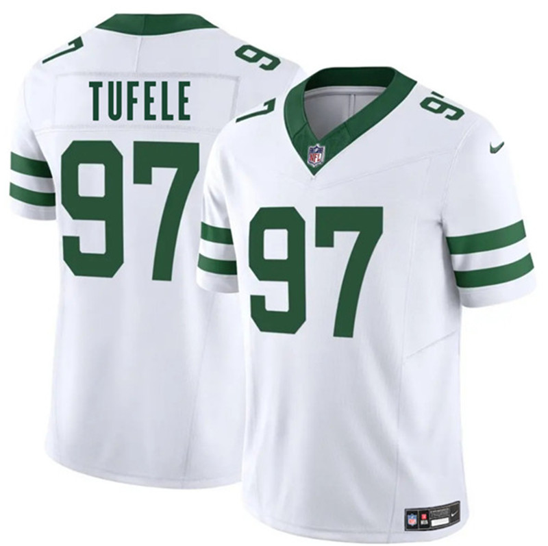 Men's New York Jets 97 Jay Tufele White 2025 F.U.S.E. Vapor Untouchable Limited Football Stitched Jersey