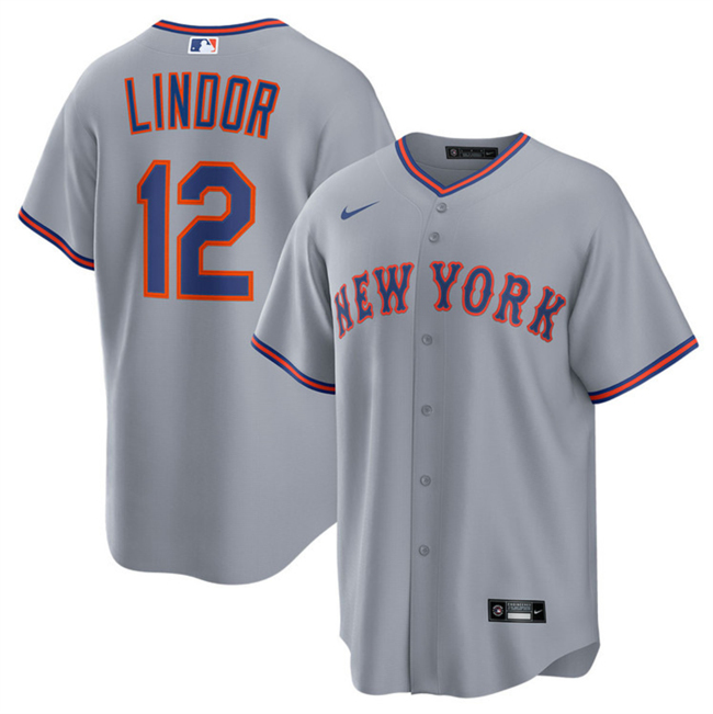Men's New York Mets 12 Francisco Lindor Gray 2025 Limited Stitched Baseball Jersey