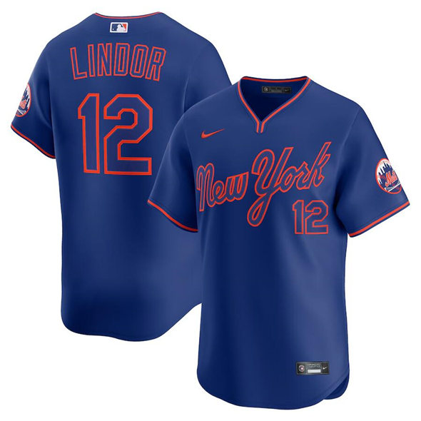 Men's New York Mets 12 Francisco Lindor Royal 2025 Alternate Limited Stitched Baseball Jersey
