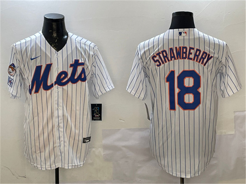 Men's New York Mets 18 Darryl Strawberry White 2025 Spring Training Cool Base Stitched Baseball Jersey