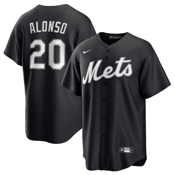 Men's New York Mets 20 Pete Alonso Black Lights Out Limited Stitched Baseball Jersey