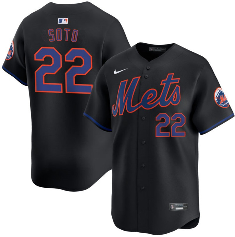 Men's New York Mets 22 Juan Soto Black 2024 Alternate Limited Stitched Baseball Jersey