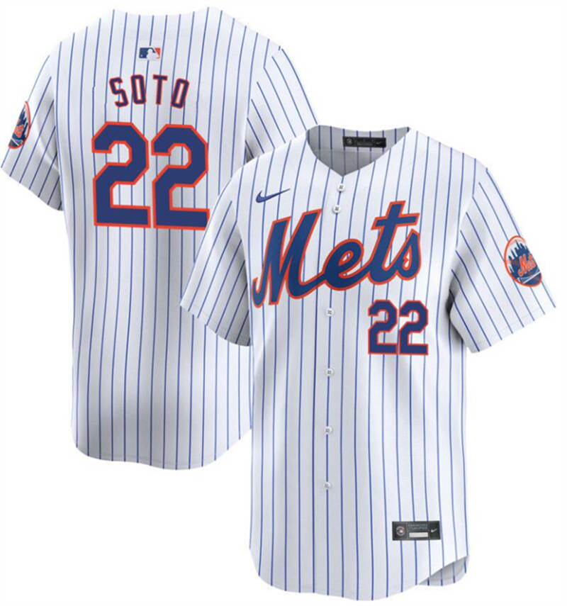 Men's New York Mets 22 Juan Soto White Home Limited Stitched Baseball Jersey