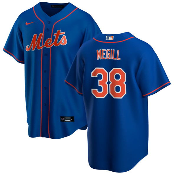 Men's New York Mets 38 Tylor Megill Royal Cool Base Stitched Baseball Jersey
