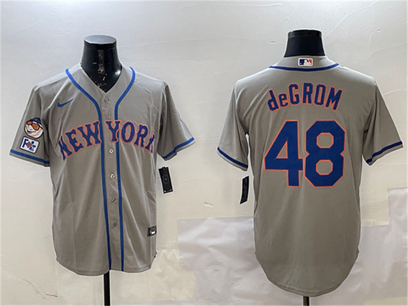 Men's New York Mets 48 Jacob DeGrom Grey 2025 Spring Training Cool Base Stitched Baseball Jersey