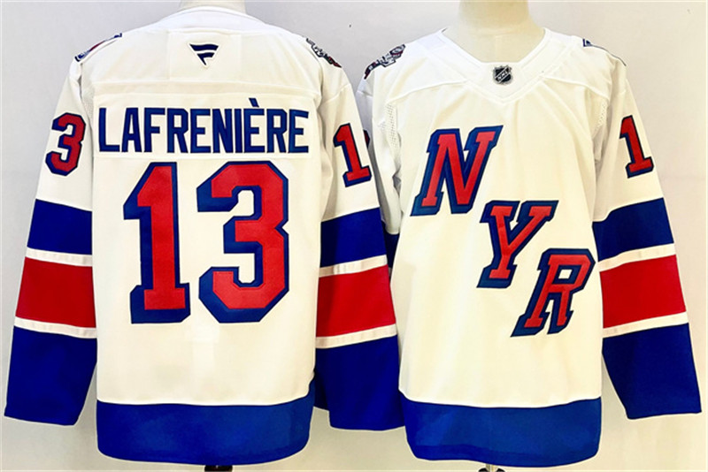 Men's New York Rangers 13 Alexis Lafreniere White 2024 25 Stadium Series Stitched Jersey