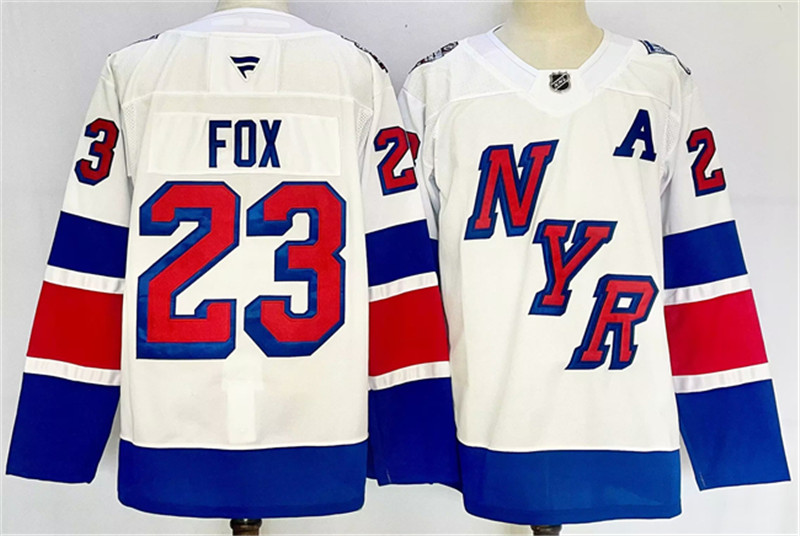 Men's New York Rangers 23 Adam Fox White 2024 25 Stadium Series Stitched Jersey