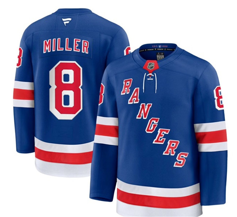 Men's New York Rangers 8 J.T. Miller Royal 2024 25 Home Stitched Hockey Jersey