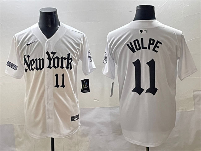 Men's New York Yankees 11 Anthony Volpe White 'Gothic Legacy Edition' Vapor Premier Limited Stitched Baseball Jersey