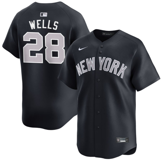 Men's New York Yankees 28 Austin Wells Navy 2025 Alternate Limited Stitched Baseball Jersey