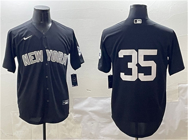 Men's New York Yankees 35 Cody Bellinger Black Cool Base Stitched Baseball Jersey