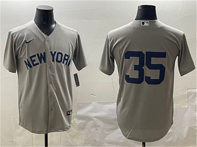 Men's New York Yankees 35 Cody Bellinger Gray Cool Base Stitched Baseball Jersey