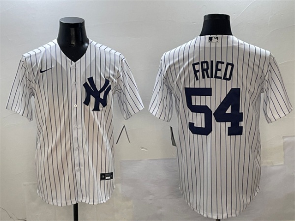 Men's New York Yankees 54 Max Fried White Cool Base Stitched Baseball Jersey