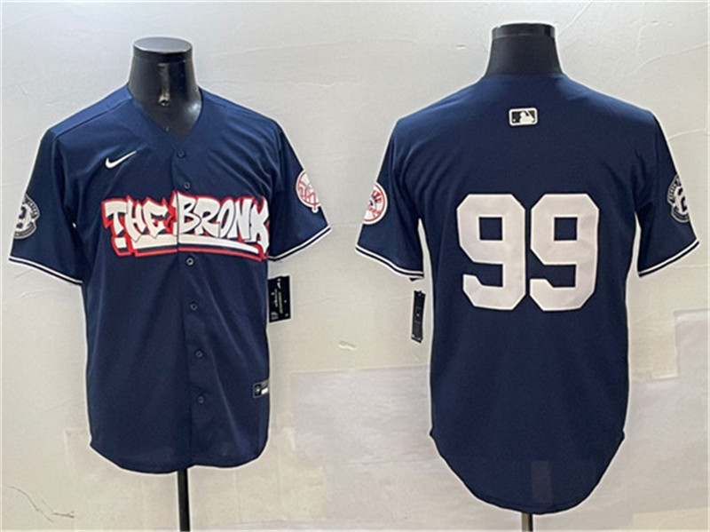 Men's New York Yankees 99 Aaron Judge Navy Bronx Graffiti Vapor Limited Stitched Baseball Jersey