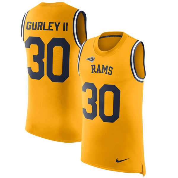 Men's  Los Angeles Rams #30 Todd Gurley Yellow 2017 Tank Top NFL Jersey