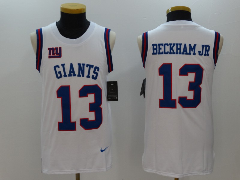 Men's  New York Giants #13 Odell Beckham Jr White 2017 Tank Top NFL Jersey