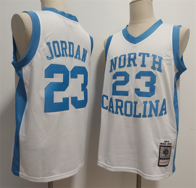 Men's North Carolina Tar Heels 23 Michael Jordan White Throwback Stitched Jersey