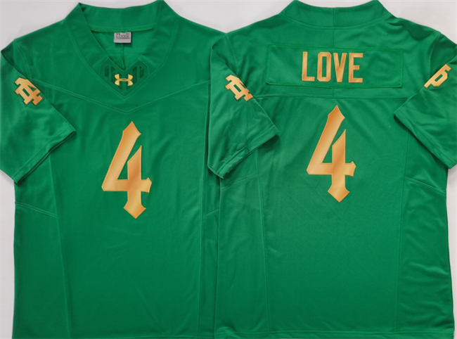 Men's Notre Dame Fighting Irish 4 Jeremiyah Love Green 2025 F.U.S.E. Limited Stitched Jersey